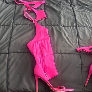 Hot Pink Strappy Stiletto Sandals